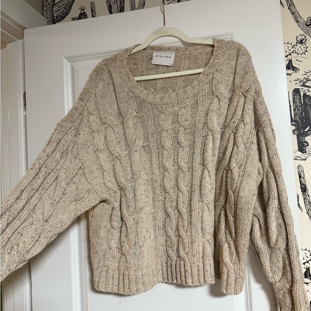 Cable Knit Beige Sweater
